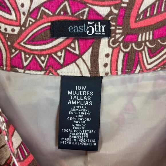 VTG Linen Skirt 18W Boho Lagenlook Tribal Floral Artsy Natural Pockets Lined - Picture 9 of 10